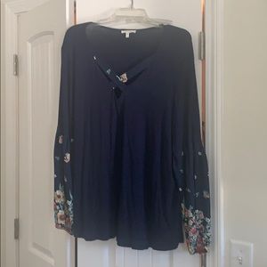 Top with floral bell sleeves